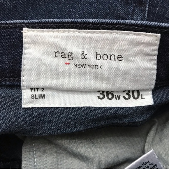 rag & bone Fit 2 Bayview Slim Fit Dark Indigo Authentic Stretch Jean 36 x 30 - Picture 4 of 15